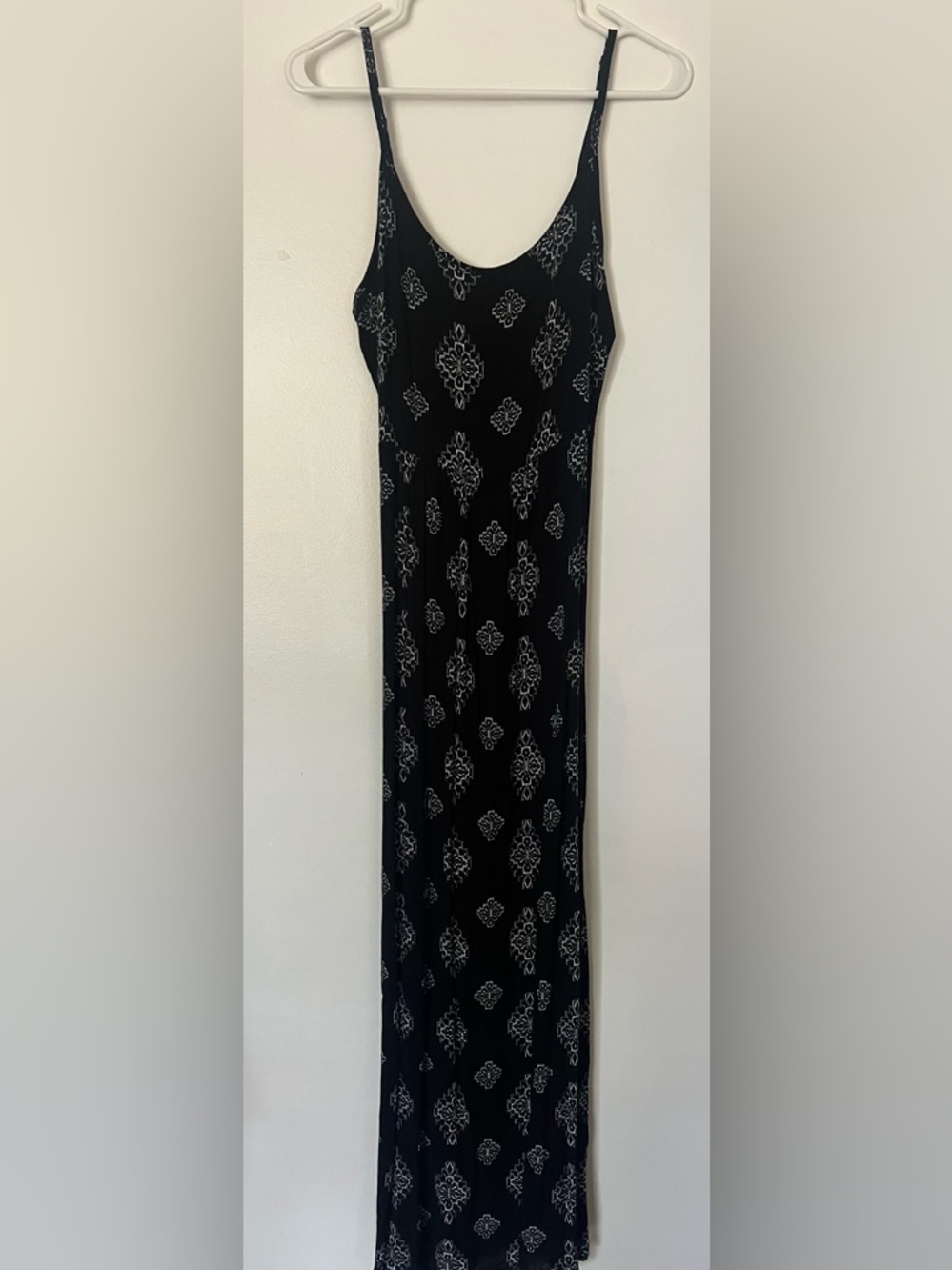 Pink Republic Black Maxi Dress with White Geometric Print